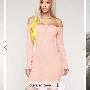 NWOT FN pink off shoulder dress